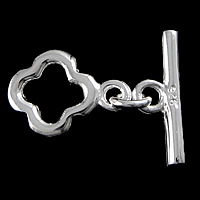 Sterling Silver Toggle Clasp, 925 Sterling Silver, Flower, plated, textured & single-strand Approx 2mm 