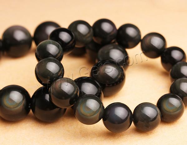 Black Obsidian Bracelet, Natural Black Obsidian, Round, different size for choice, Sold By Strand