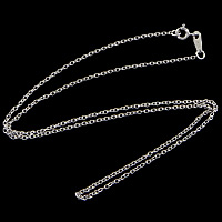 Серебряное ожерелье цепи, Серебро 925 пробы, Овальный цепь, 1.5mm, длина:17.5 дюймовый, продается Strand