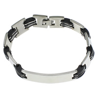 Stainless Steel Bike Chain Bracelet, 304 Stainless Steel, with Silicone, two tone  Approx 9 Inch 
