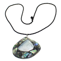 Abalone Shell Necklace, with Nylon Cord & Brass, Teardrop, platinum color plated 2mm Approx 17 Inch 