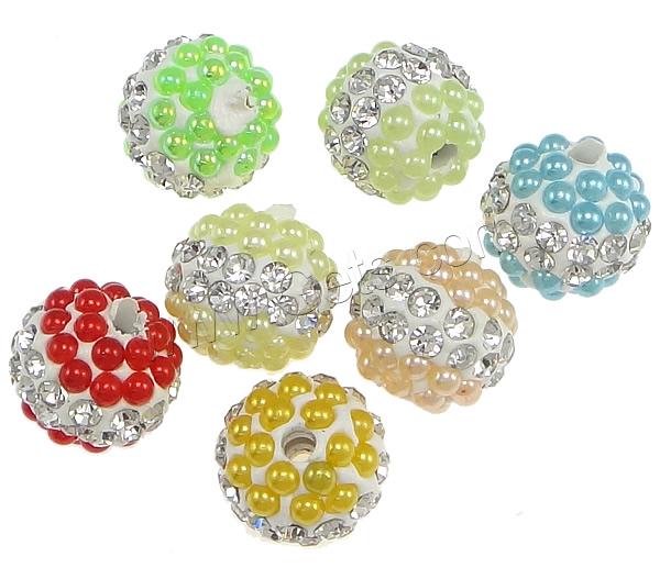 Strass Ton befestigte Perlen, rund, mit 34 Stück Strass & verschiedene Größen vorhanden & mit Glasperlen, keine, frei von Nickel, Blei & Kadmium, verkauft von PC