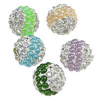 Strass Ton befestigte Perlen, rund, mit 34 Stück Strass & verschiedene Größen vorhanden & mit Glasperlen, keine, frei von Nickel, Blei & Kadmium, verkauft von PC