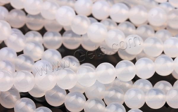 Weiß Chalcedon Perle, rund, verschiedene Größen vorhanden, Länge:ca. 15 ZollInch, verkauft von Strang