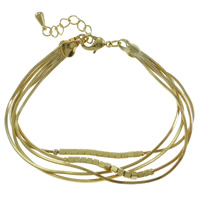 Bracelets en laiton, avec 4cm chaînes de rallonge, Placage de couleur d'or, chaîne serpent & 5 brins, protéger l'environnement, sans nickel, plomb et cadmium Environ 6.5 pouce, Vendu par brin
