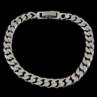 Brass Bracelets, silver color plated, curb chain, nickel, lead & cadmium free Approx 6.5 Inch 
