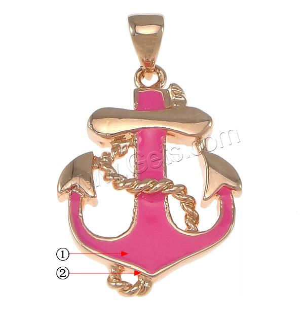 Enamel Brass Pendants, Anchor, plated, nautical pattern, more colors for choice, nickel, lead & cadmium free, 17x23x3mm, Hole:Approx 3x4mm, Sold By PC
