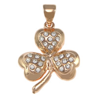 Cubic Zirconia Brass Pendants, Three Leaf Clover, plated, with cubic zirconia nickel, lead & cadmium free Approx 
