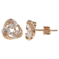 Cubic Zircon Brass Earring, Triangle, plated, with cubic zirconia nickel, lead & cadmium free 