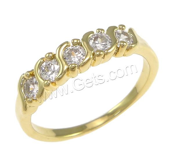 Cubic Zircon Brass Finger Ring, plated, with cubic zirconia, more colors for choice, nickel, lead & cadmium free, 4mm, US Ring Size:7, Sold By PC
