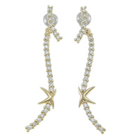 Cubic Zircon Brass Earring, gold color plated, with cubic zirconia, nickel, lead & cadmium free 