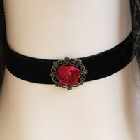 Gothic Necklace, Velveteen Ribbon, with Satin Ribbon & Zinc Alloy, with 1.5Inch extender chain, plated, black, nickel, lead & cadmium free Approx 12 Inch 