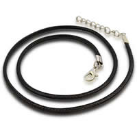 Wax Cord Necklace Cord, stainless steel lobster clasp, with 5cm extender chain, Donut, black, 2mm Approx 19.5 Inch 