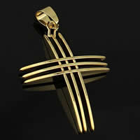 Нержавеющая сталь крест подвески, нержавеющая сталь, Kресты, плакирован золотом отверстие:Приблизительно 2-7mm, 30ПК/сумка, продается сумка