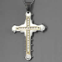 Stainless Steel Cross Pendants, plated, with rhinestone Approx 2-7mm 