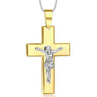 Stainless Steel Cross Pendants, Crucifix Cross, plated, two tone Approx 2-7mm 
