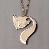 Stainless Steel Animal Pendants, Fox, rose gold color plated, with letter pattern Approx 2-7mm 