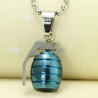 Stainless Steel Pendants, Grenade, painted, blue Approx 2-7mm 