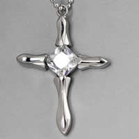 Stainless Steel Cross Pendants, with Crystal, faceted, original color Approx 2-7mm 