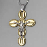 Stainless Steel Cross Pendants, Crucifix Cross, plated, two tone Approx 2-7mm 