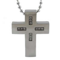 Stainless Steel Cross Pendants, with rhinestone, original color Approx 2-7mm 