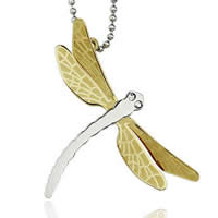 Stainless Steel Animal Pendants, Dragonfly, plated, with rhinestone & two tone Approx 2-7mm 
