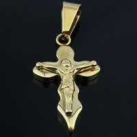 Stainless Steel Cross Pendants, Crucifix Cross, gold color plated Approx 2-7mm 
