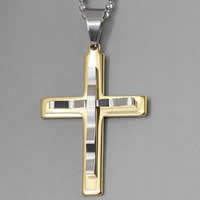 Stainless Steel Cross Pendants, plated, two tone Approx 2-7mm 