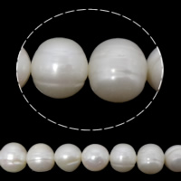 Perle comme Pommes de terre perles d'eau douce, perle d'eau douce cultivée, pomme de terre, naturel, blanc, grade A, 11-12mm Environ 0.8mm Environ 15.3 pouce, Vendu par brin