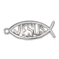 Zinc Alloy Animal Pendants, Fish, word Jesus, plated Approx 2mm 