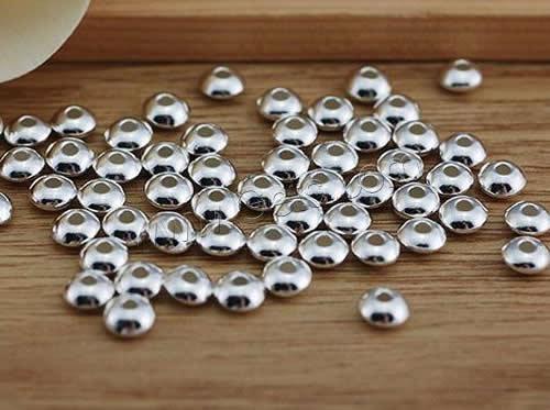 Sterling Silber Spacer Perlen, 925 Sterling Silber, flache Runde, verschiedene Größen vorhanden, 100PCs/Tasche, verkauft von Tasche