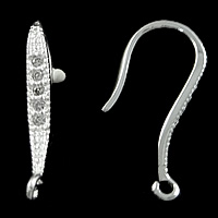Sterling Silver Hook Earwire, 925 Sterling Silver, Letter J, plated, with cubic zirconia 