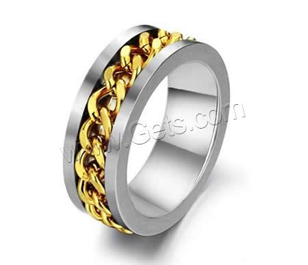 Men Stainless Steel Ring in Bulk, Donut, plated, different size for choice & for man & two tone, 8mm, 50PCs/Bag, Sold By Bag