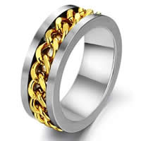 Men Stainless Steel Ring in Bulk, Donut, plated & for man & two tone, 8mm 
