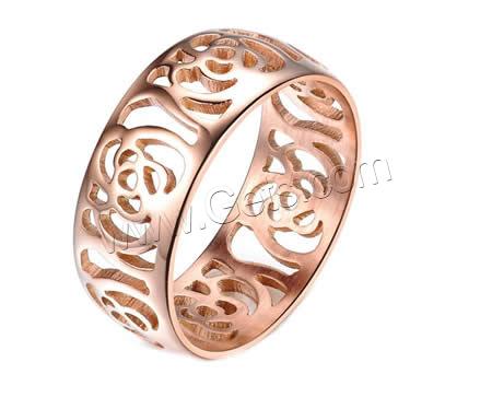 Stainless Steel Finger Ring, Donut, rose gold color plated, different size for choice & hollow, 7.5mm, 30PCs/Bag, Sold By Bag