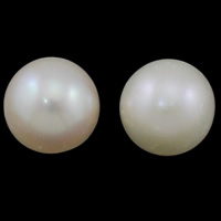 No Hole Cultured Freshwater Pearl Beads, Round, natural, white, Grade AAA, 11-12mm 