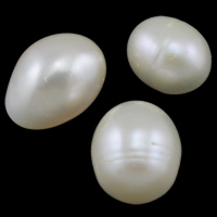 No Hole Cultured Freshwater Pearl Beads, Rice, natural, white, 12-15mm 