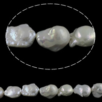 perles nucléées cultivées d'eau douce , perle nucléée de culture d'eau douce, baroque, naturel, blanc, 12-14mm Environ 0.8mm Environ 15.7 pouce, Vendu par brin