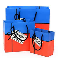 Gift Shopping Bag, Paper, with Nylon Cord, Rectangle & with letter pattern 