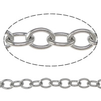 Stainless Steel Curb Chain, oval chain, original color 0.8mm 
