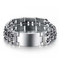 Stainless Steel ID Plate Bracelet, original color, 22.5mm Approx 8.5 Inch 