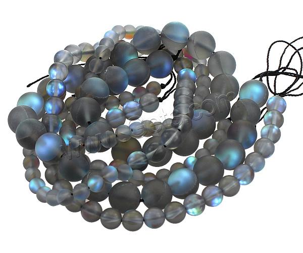 Perles de verre translucide, Rond, semi-plaqué, normes différentes pour le choix, Trou:Environ 1mm, Vendu par brin