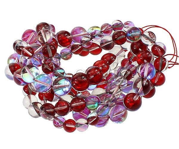 Plaqué Perles de verre, Rond, semi-plaqué, normes différentes pour le choix, Trou:Environ 1mm, Vendu par brin