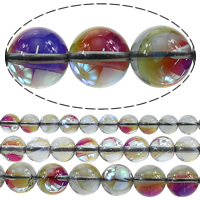 Glass Beads, Round, half-plated Approx 1mm Approx 15.5 Inch 