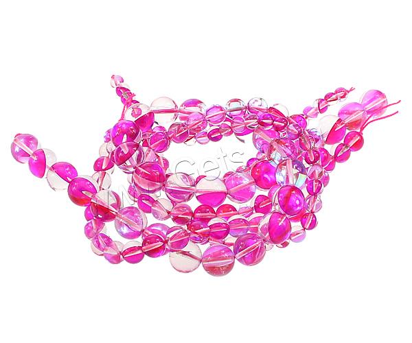 Plaqué Perles de verre, Rond, semi-plaqué, normes différentes pour le choix, Trou:Environ 1mm, Vendu par brin