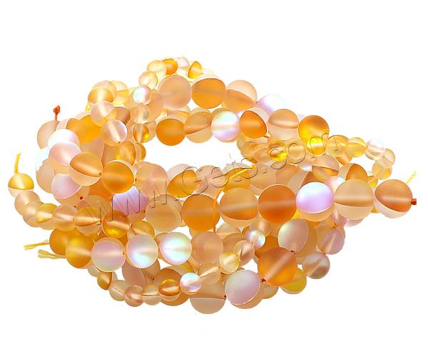 Glass Beads, Round, plated, different size for choice & frosted, Hole:Approx 1mm, Length:Approx 15.5 Inch, Sold By Strand