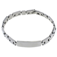 Нержавеющая сталь ID Plate браслет, нержавеющая сталь, оригинальный цвет  длина:Приблизительно 8.3 дюймовый, продается Strand