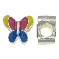 Enamel Zinc Alloy European Beads, Butterfly, plated, without troll nickel, lead & cadmium free Approx 4.5mm 