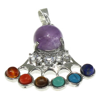 Gemstone Brass Pendants, with Gemstone, platinum color plated, with rhinestone, nickel, lead & cadmium free Approx 2mm 