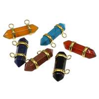 Gemstone Brass Pendants, with Brass, pendulum, gold color plated & double-hole, nickel, lead & cadmium free Approx 3mm 